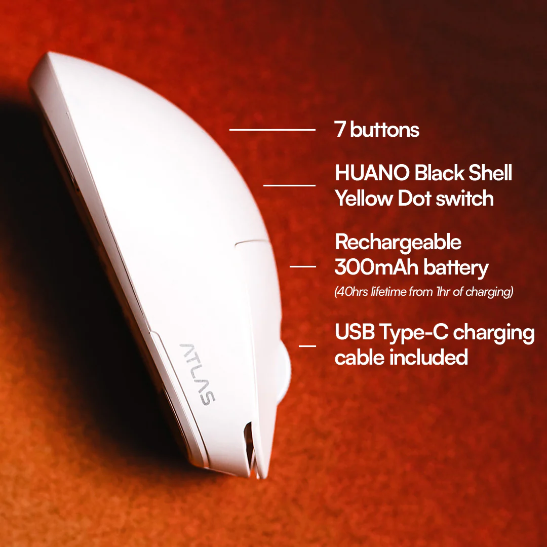 ATLAS Lite Ergonomic Ultralight Wireless Ergo Gaming Mouse - Image 7