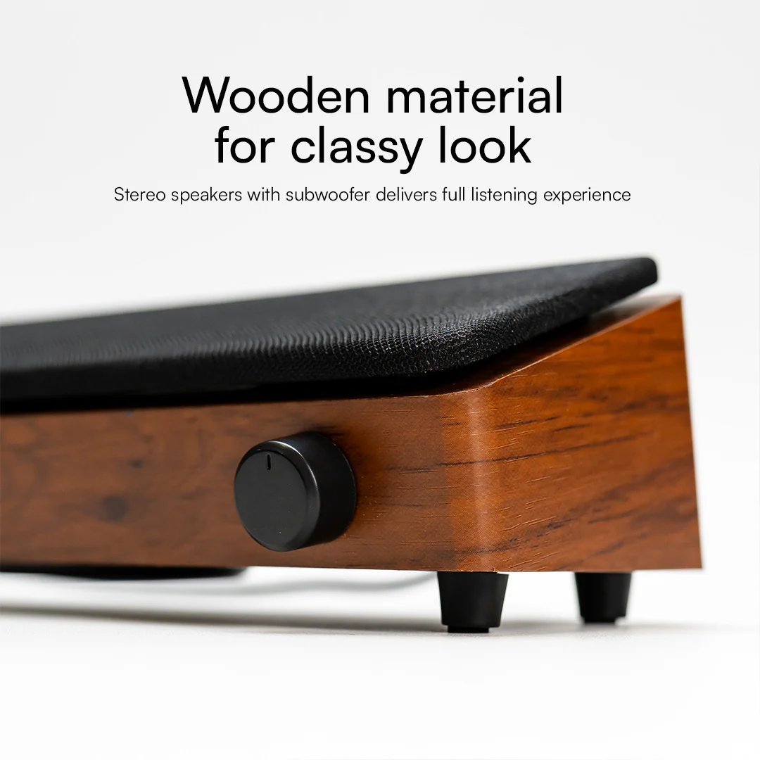 FORTE Stereo Wooden Desktop Soundbar Speaker - Image 2