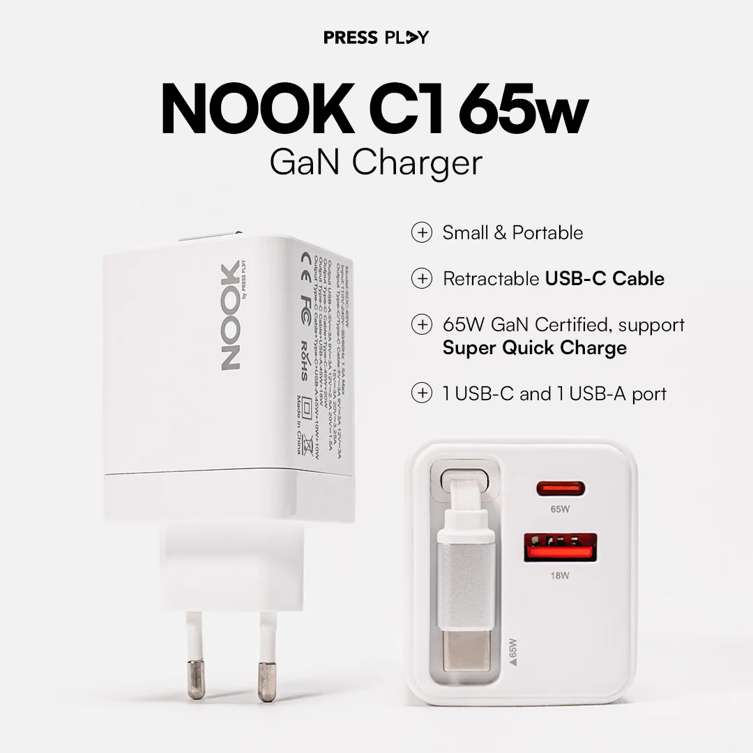 NOOK C1 65W GaN Retractable Charger
