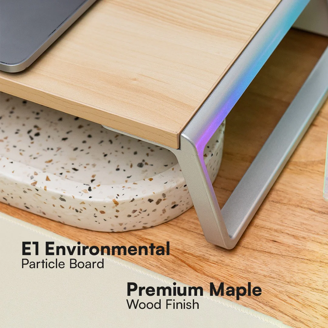 NOOK LAPTOP MONITOR RISER Wooden Aluminum Stand - Image 3