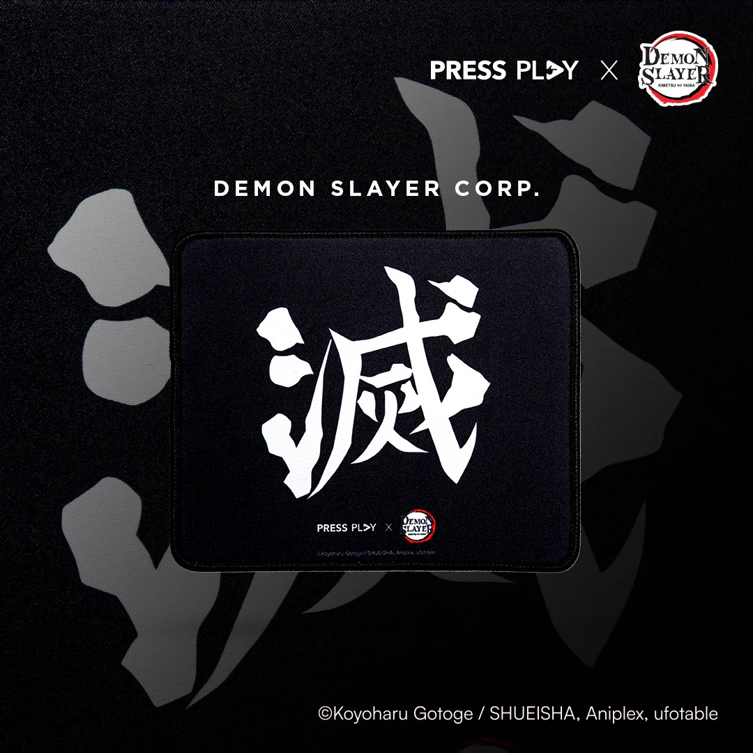 PRESS PLAY x DEMON SLAYER 'DESTROY' Kanji Demon Slayer Corps Logo 24x20 Mousepad