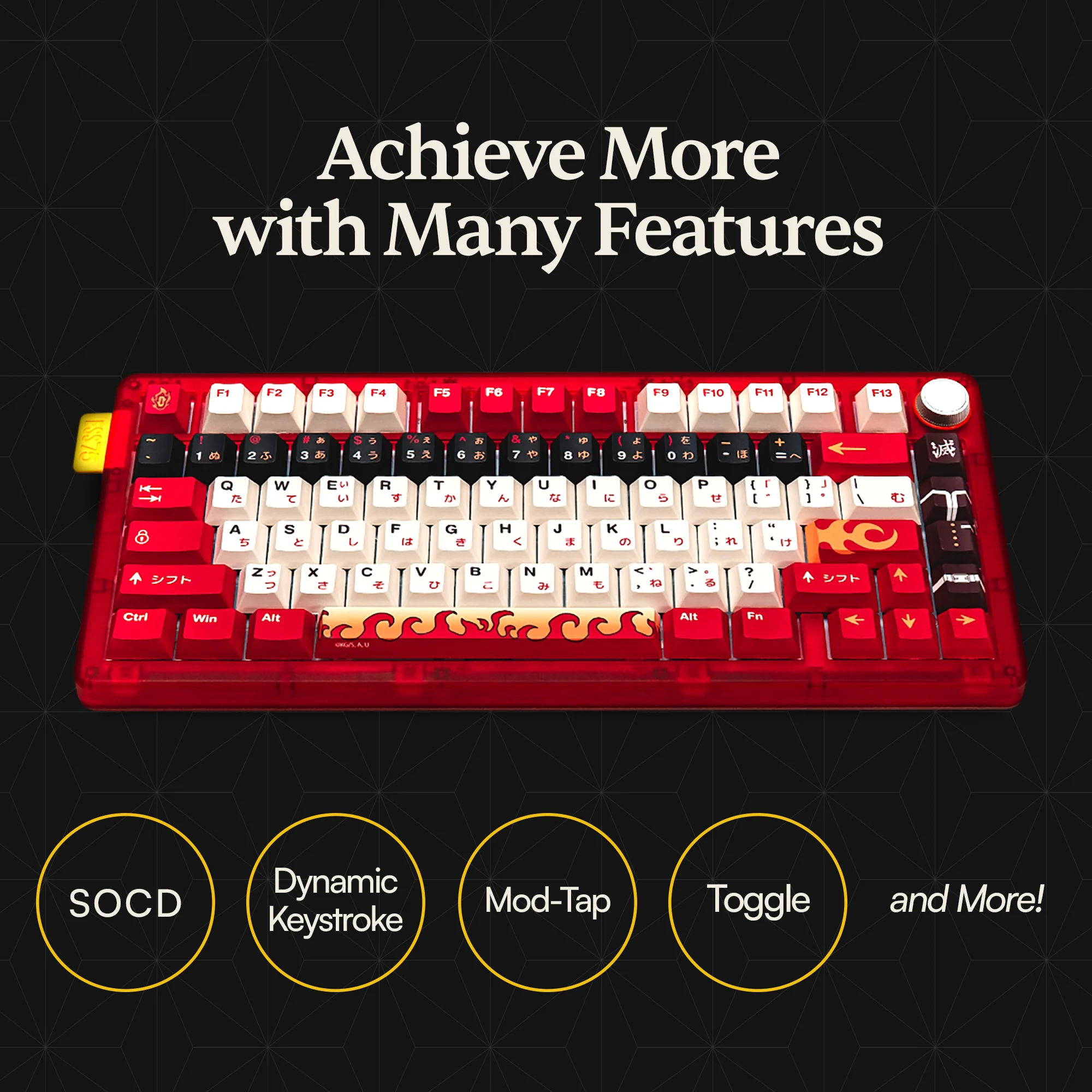 Press Play x Demon Slayer ESSENTIAL75 HE RENGOKU Edition 75% Rapid Trigger Hall Effect Keyboard - Image 3