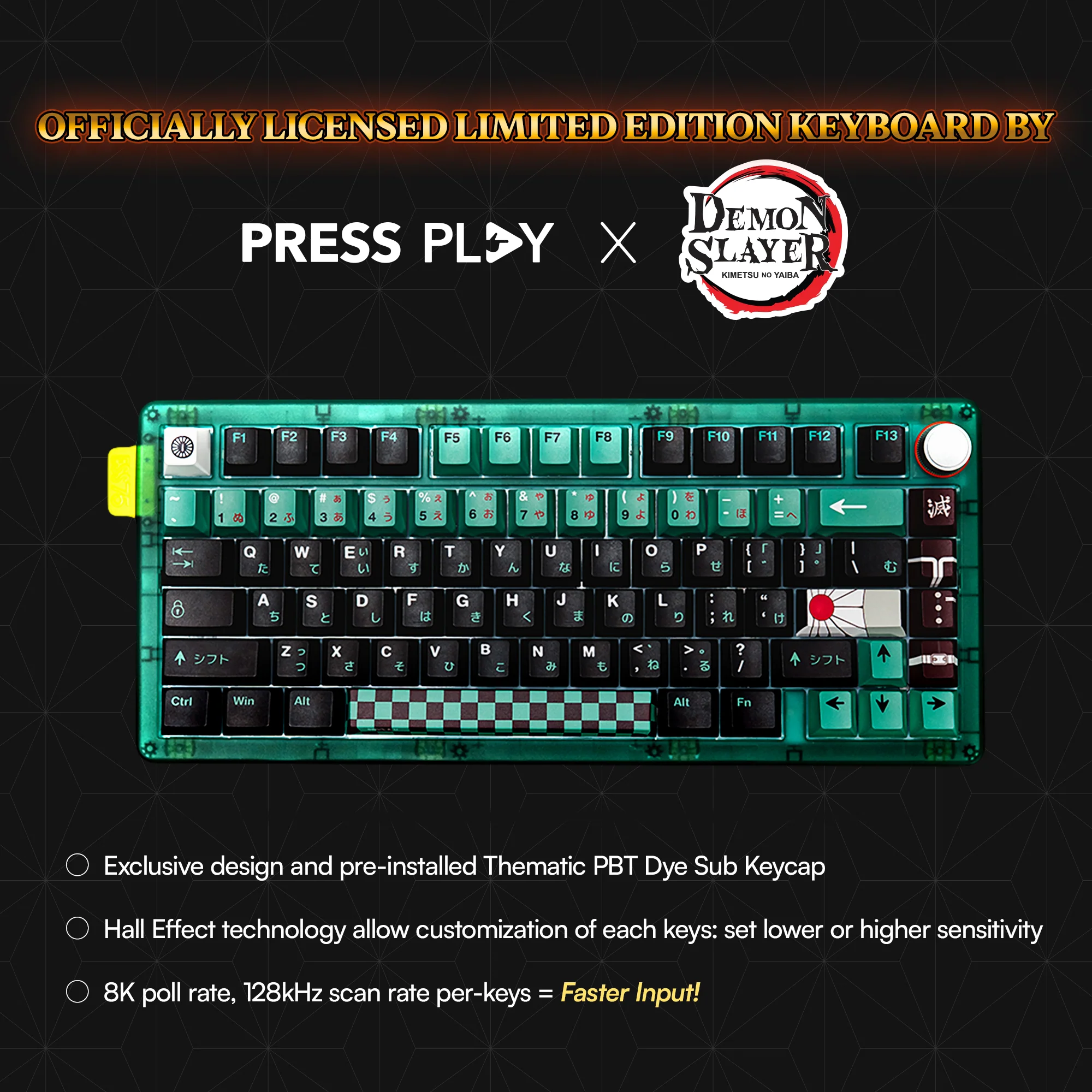 Press Play x Demon Slayer ESSENTIAL75 HE TANJIRO Edition 75% Rapid Trigger Hall Effect Keyboard - Image 2