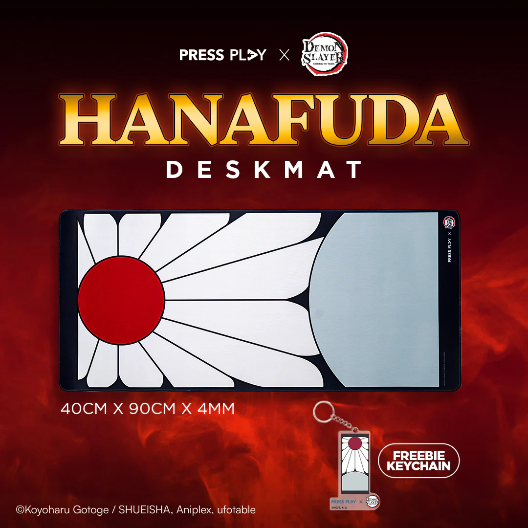 PRESS PLAY x DEMON SLAYER HANAFUDA 40x90 Gaming Deskmat Mousepad