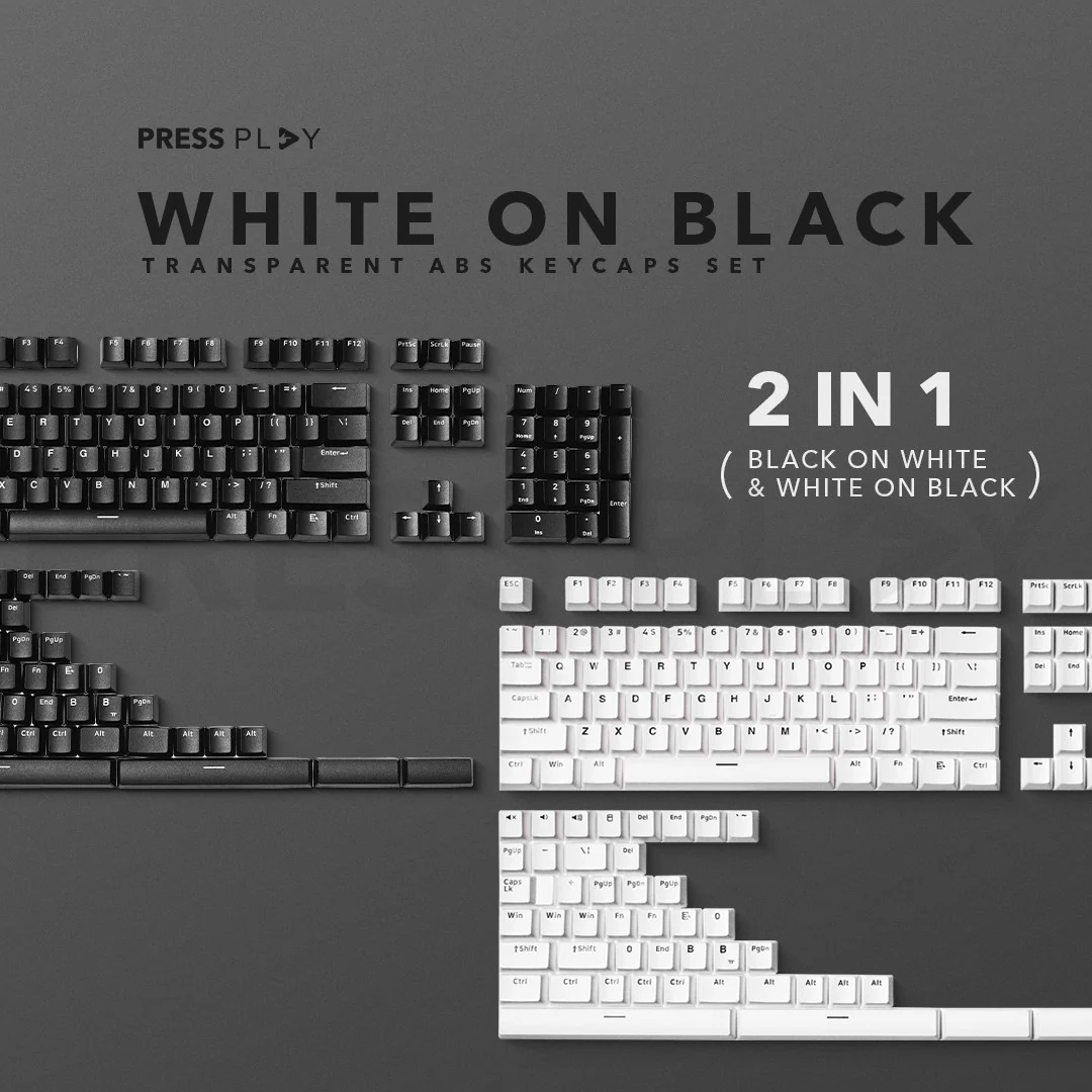 WoB White on Black PBT Doubleshot Keycaps Set by Press Play - Image 10